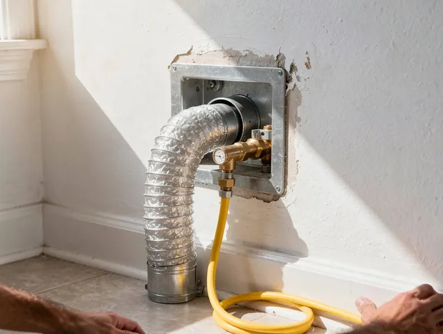 Pembroke Dryer Vent Cleaning certified technician performing specialized gas dryer vent cleaning in Pembroke